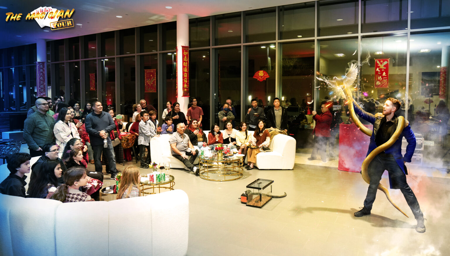 Performing his best illusion of the doves transforming into a snake in Los Angeles